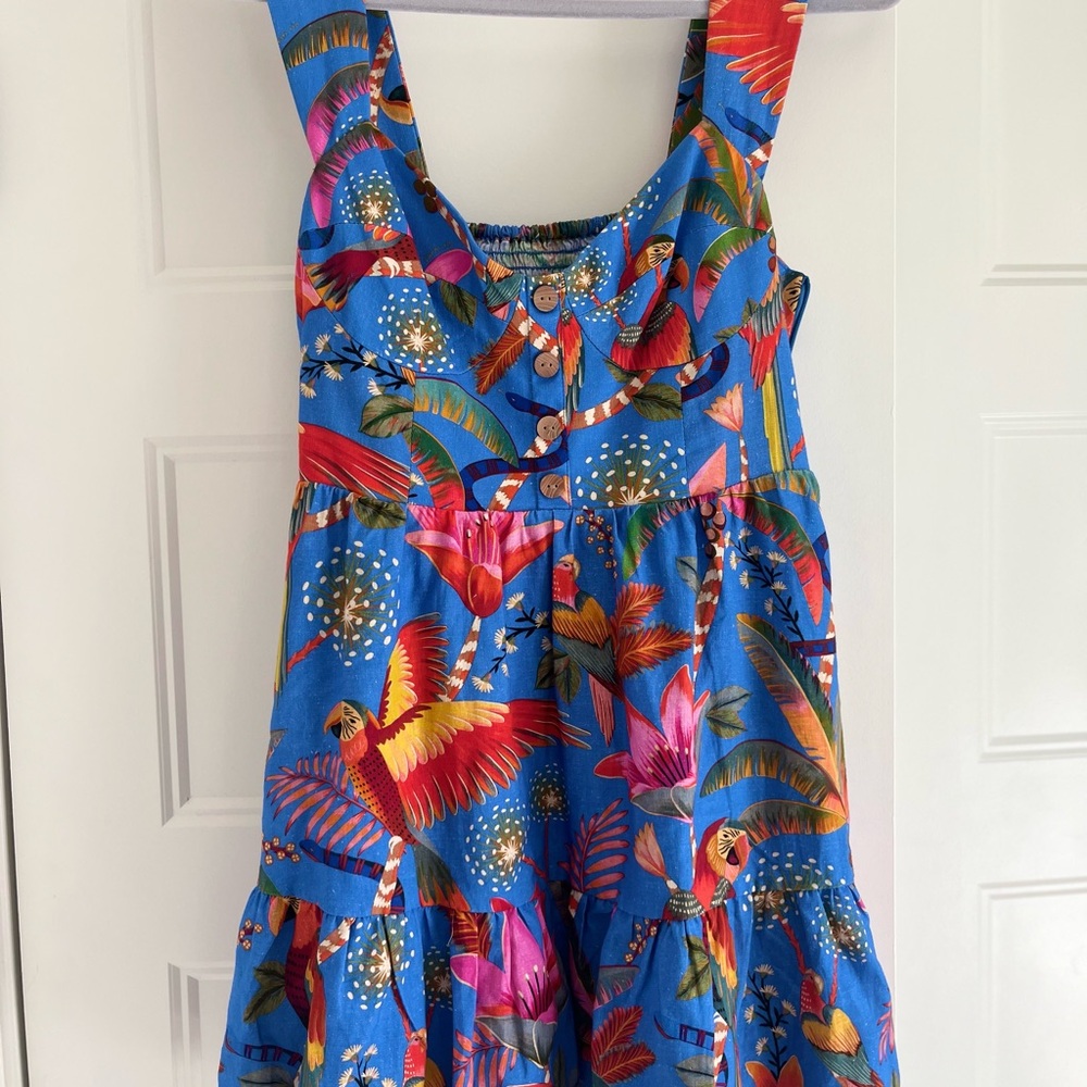 FARM RIO Macaw Party Tiered Linen Dress - Picture 4 of 7